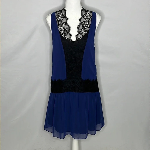 Sandro Paris Sleeveless Slip Dress with Black Lace - Size Small (Sandro Size 1) - Picture 1 of 8